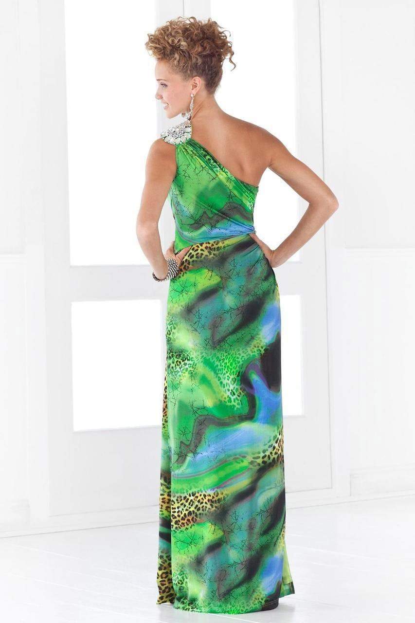 Blush by Alexia Designs - Asymmetrical Animal Print Sheath Gown 9379 Special Occasion Dress