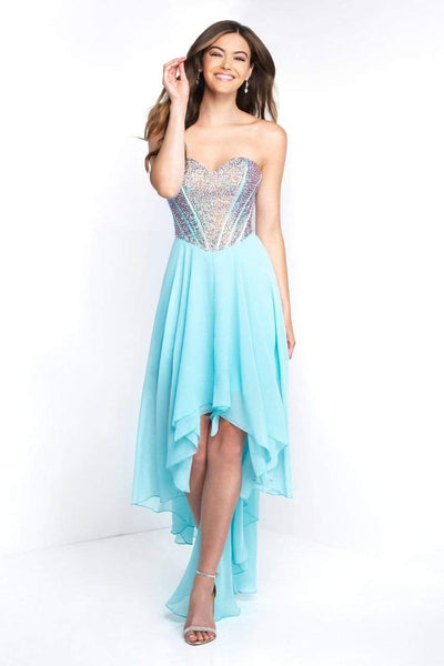 Blush by Alexia Designs - C1076 Beaded Chiffon High Low A-line Dress Special Occasion Dress 0 / Aqua
