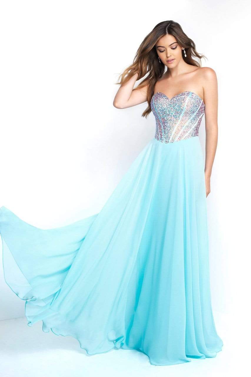 Blush by Alexia Designs - C1077 Beaded Sweetheart Chiffon A-line Gown Special Occasion Dress 0 / Aqua