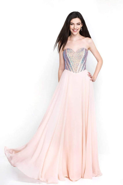Blush by Alexia Designs - C1077 Beaded Sweetheart Chiffon A-line Gown Special Occasion Dress 0 / Blush