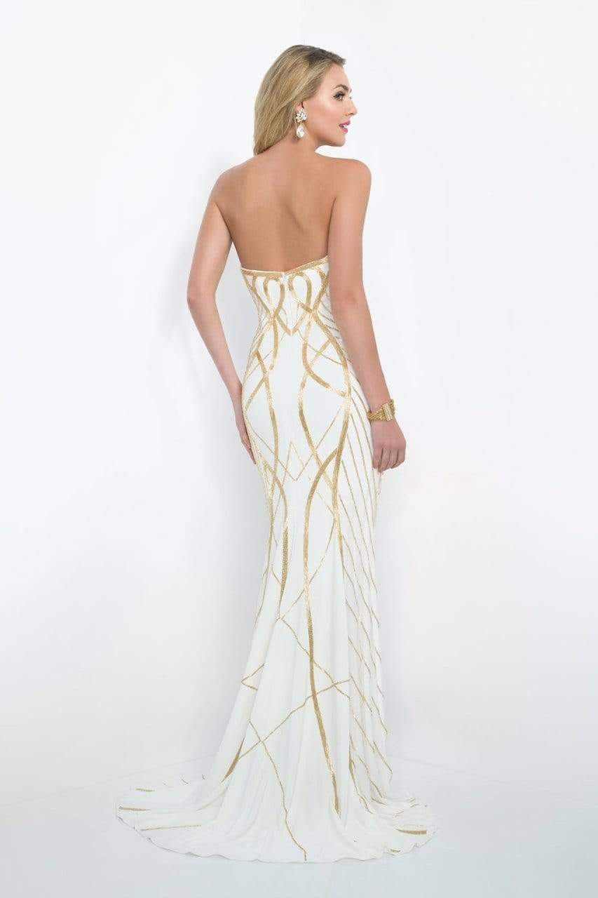 Blush by Alexia Designs - Gold Printed Strapless Long Dress 7014 Special Occasion Dress