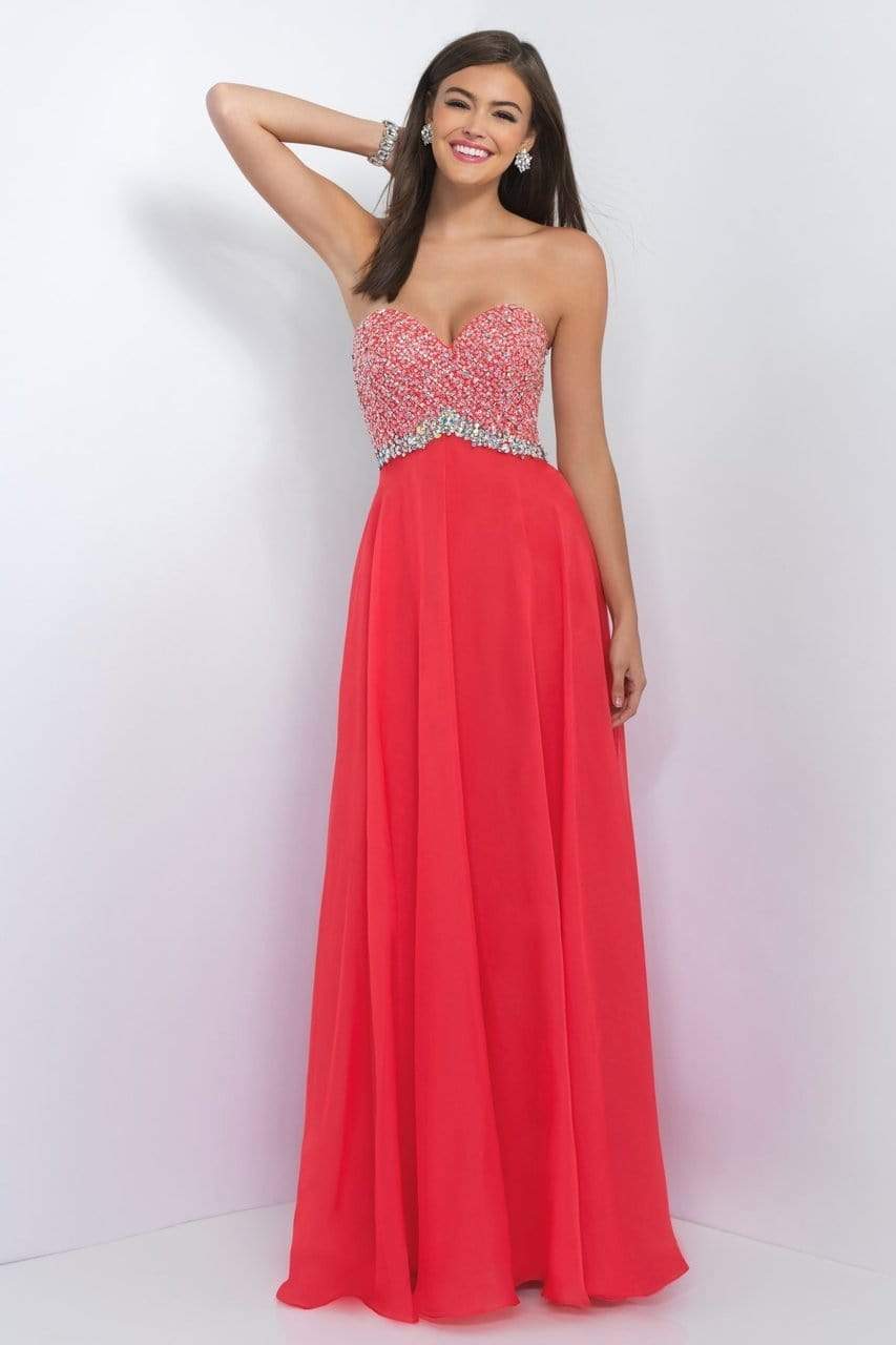 Blush by Alexia Designs - Lovely Crystal Encrusted A-Line Gown 11050 Special Occasion Dress 0 / Persimmon