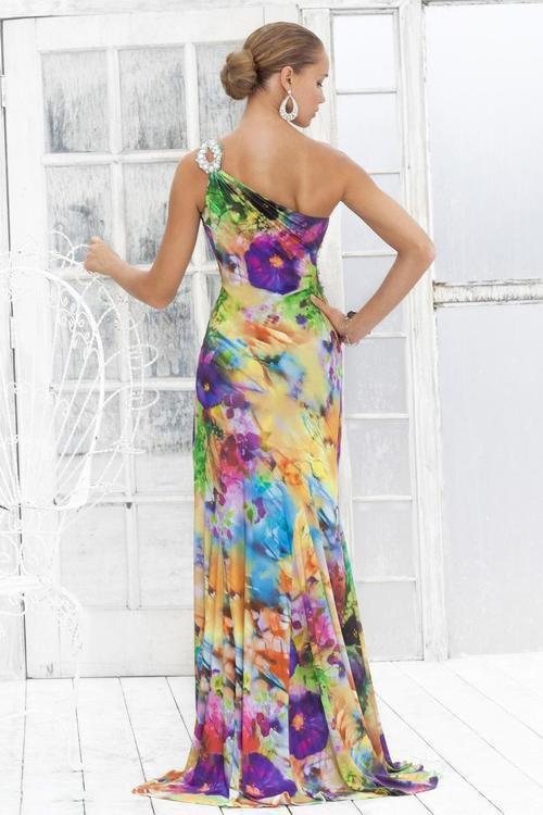 Blush by Alexia Designs - One Shoulder Floral Printed Long Dress 9303 Special Occasion Dress