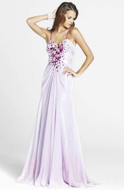 Blush by Alexia Designs - P001 Bejeweled Chiffon Evening Gown Special Occasion Dress 0 / Lavender