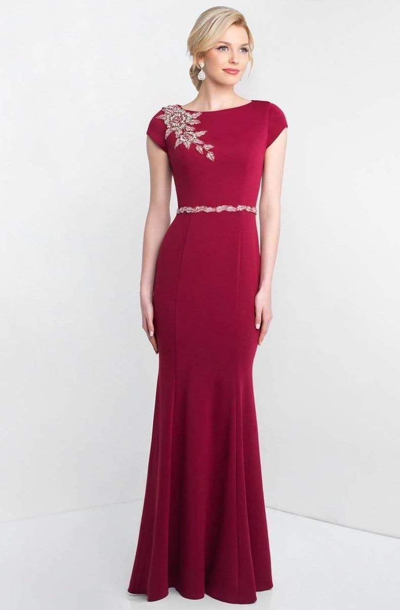Blush by Alexia Designs - S2025 Bateau Neckline Beaded Sheath Gown Special Occasion Dress 0 / Navy