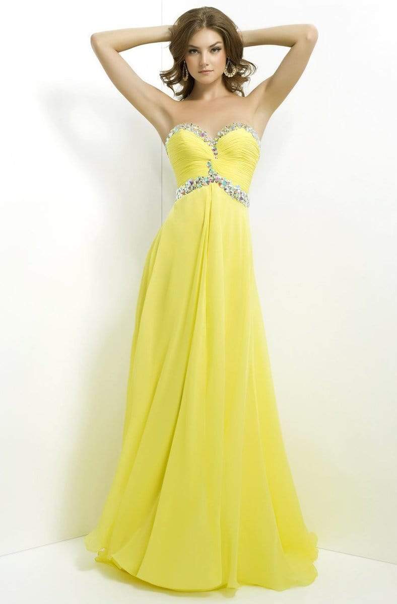 Blush by Alexia Designs - Shirred Sweetheart Chiffon A-Line Gown 9763 Special Occasion Dress 0 / Lemon