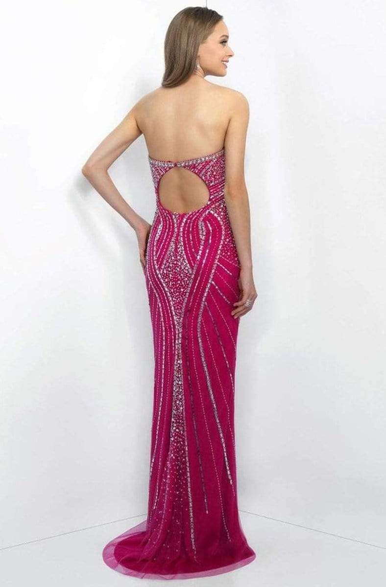 Blush by Alexia Designs - X321 Ornate Strapless Sheath Gown Special Occasion Dress 0 / Cerise