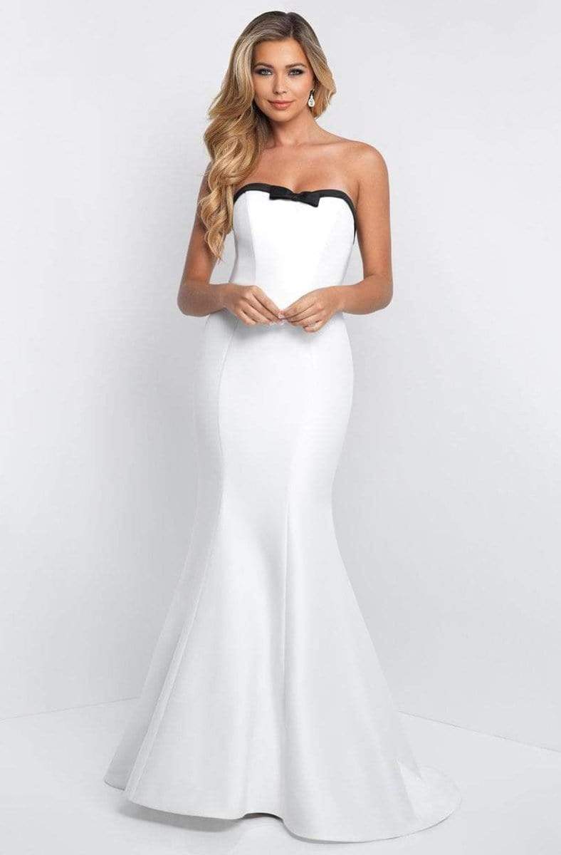 Blush - C1046 Contrast Strapless Bow Ornate Mermaid Gown Special Occasion Dress 0 / Ivory/Black