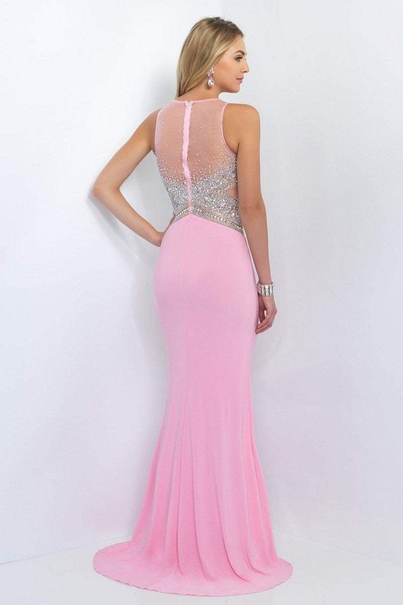 Blush - Jewel Accented Illusion Halter Neck Jersey Dress 11064 Special Occasion Dress