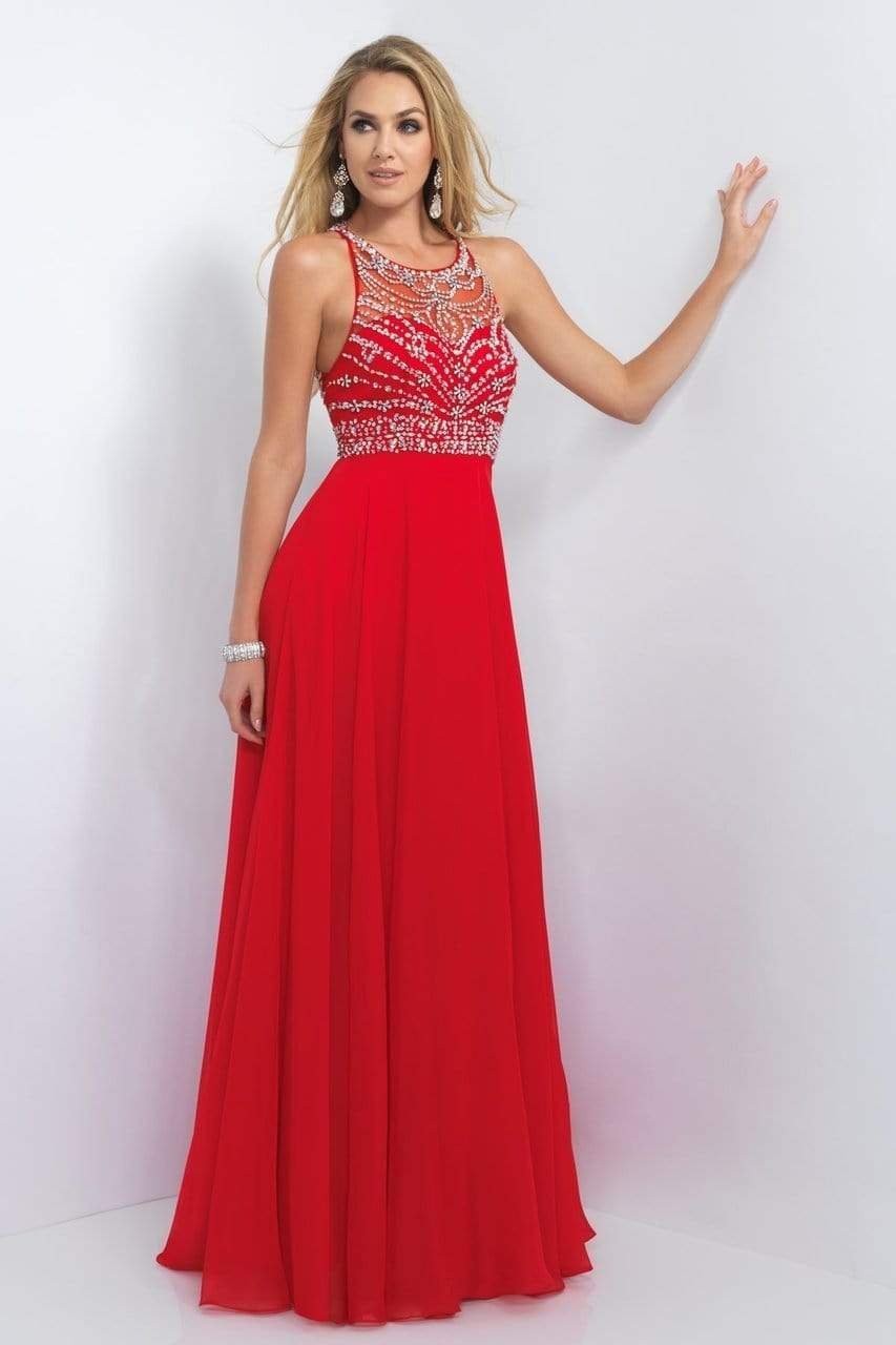 Blush - Jewel Embellished with Diamond Cutout Back Gown 10001 Special Occasion Dress 0 / Valentine
