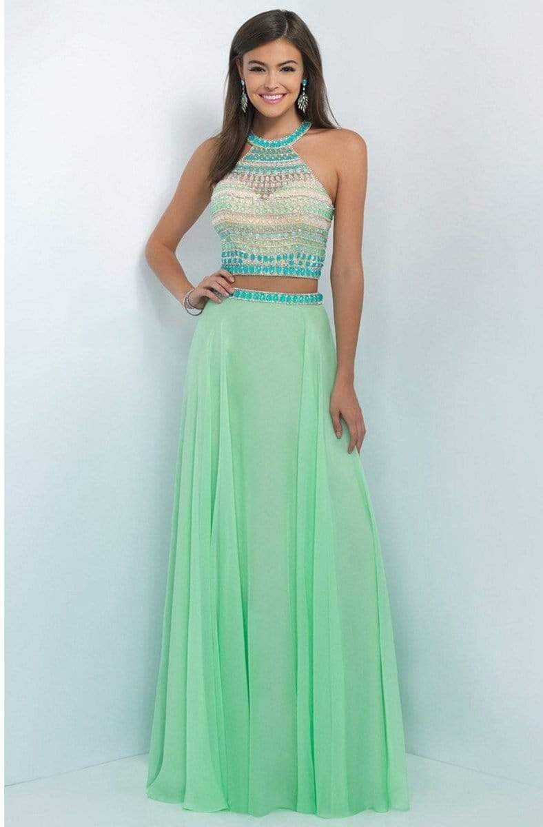 Blush - Two-Piece Bejeweled Illusion High Neck Gown 11056 Special Occasion Dress