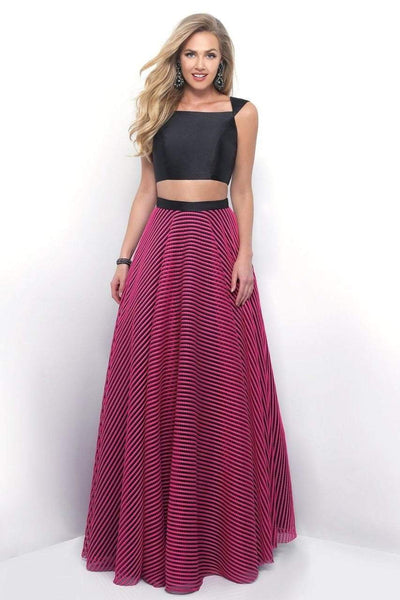 Blush - Straight-Across Two-Piece Mikado Gown 11336 in Black and Pink