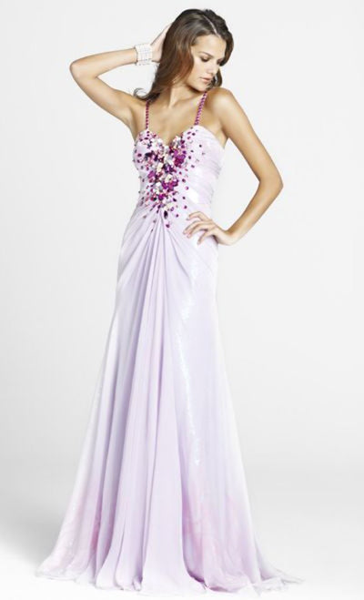 Blush by Alexia Designs - Bejeweled Chiffon Evening Gown P001 Special Occasion Dress 0 / Lavender