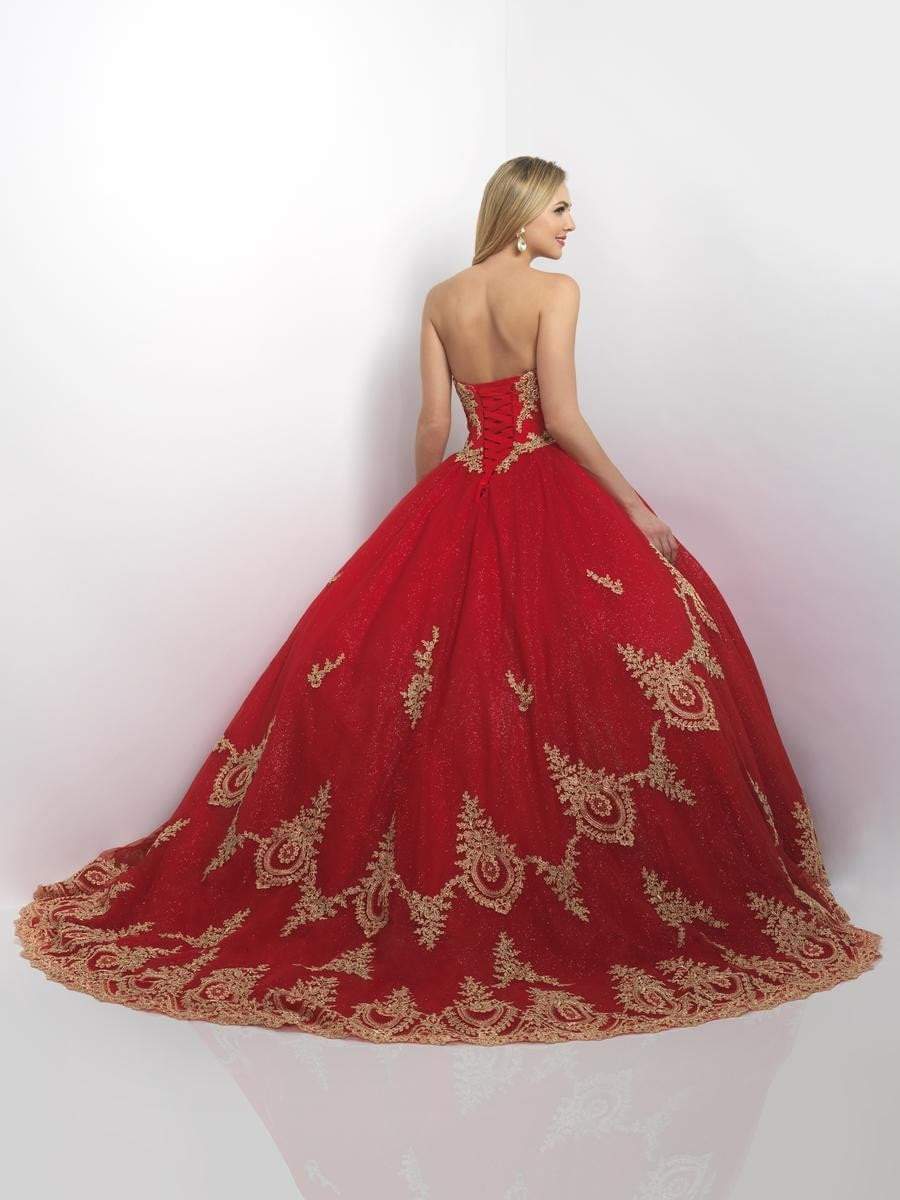 Blush - Q176 Embroidered Sweetheart Ballgown In Red and Gold