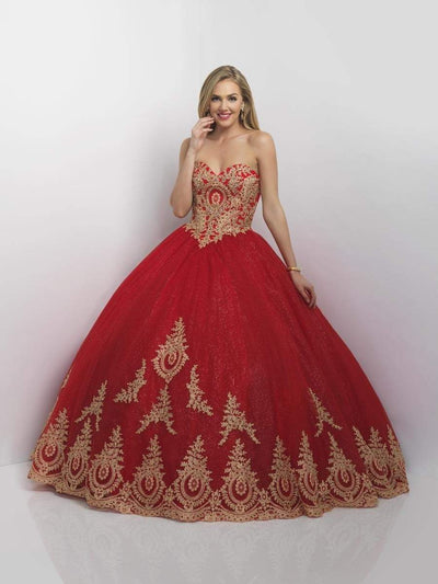 Blush - Q176 Embroidered Sweetheart Ballgown In Red and Gold