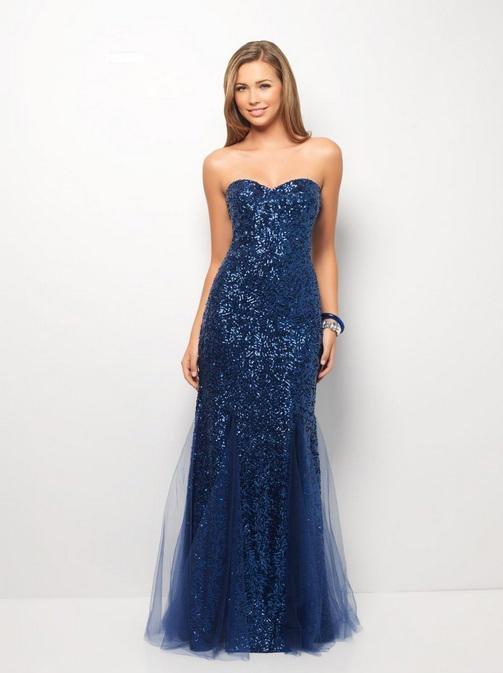 Blush by Alexia Designs - Sequined Sweetheart A-line Dress X082 Special Occasion Dress 0 / Navy