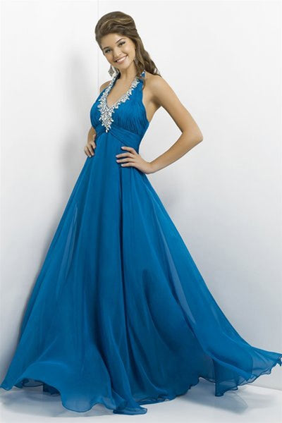 Blush by Alexia Designs - Ruched V-neck A-line Dress X139 Special Occasion Dress 0 / Prussian Blue