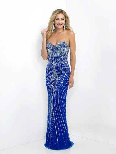 Blush by Alexia Designs - Ornate Strapless Sheath Gown X321 Special Occasion Dress 0 / Sapphire