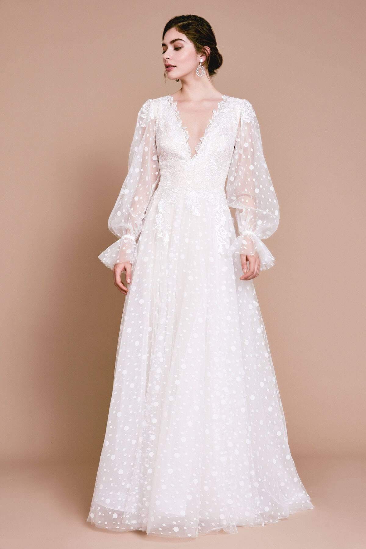 Tadashi Shoji - Gretel Dotted Lace Embroidered Gown Wedding Dresses