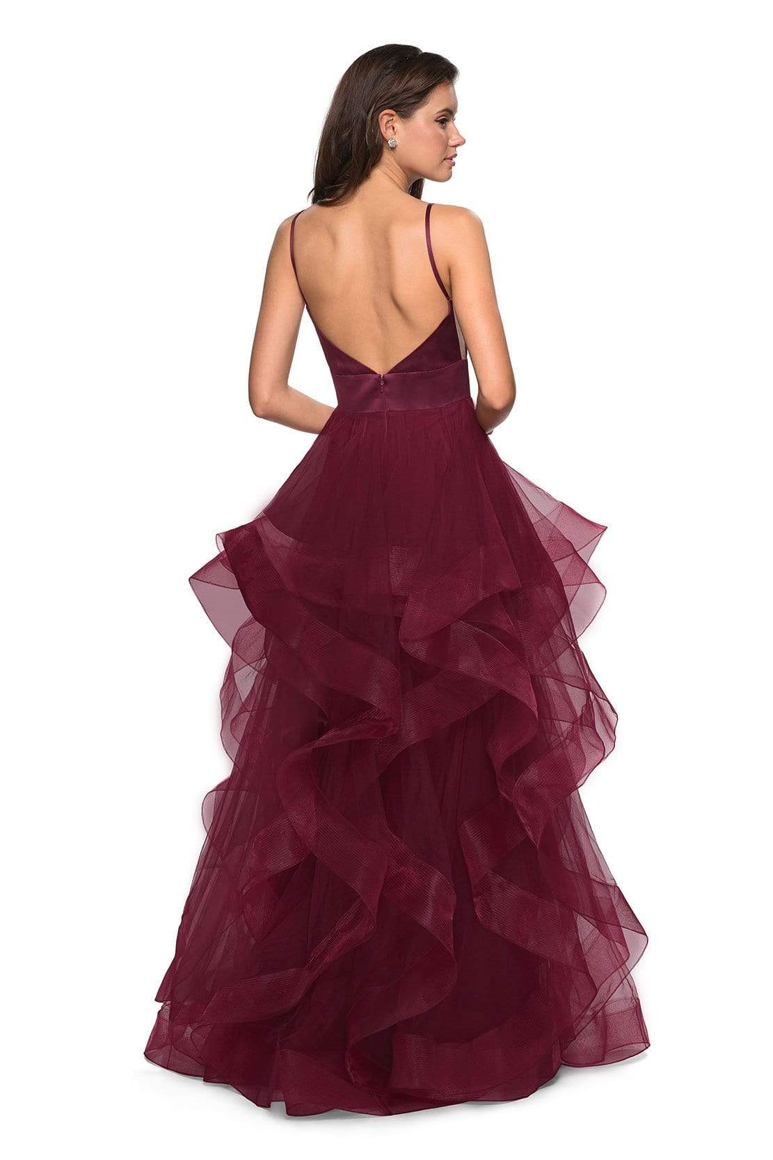 La Femme - 27024 Sleeveless Plunging Illusion Neckline Ruffles Ballgown Special Occasion Dress