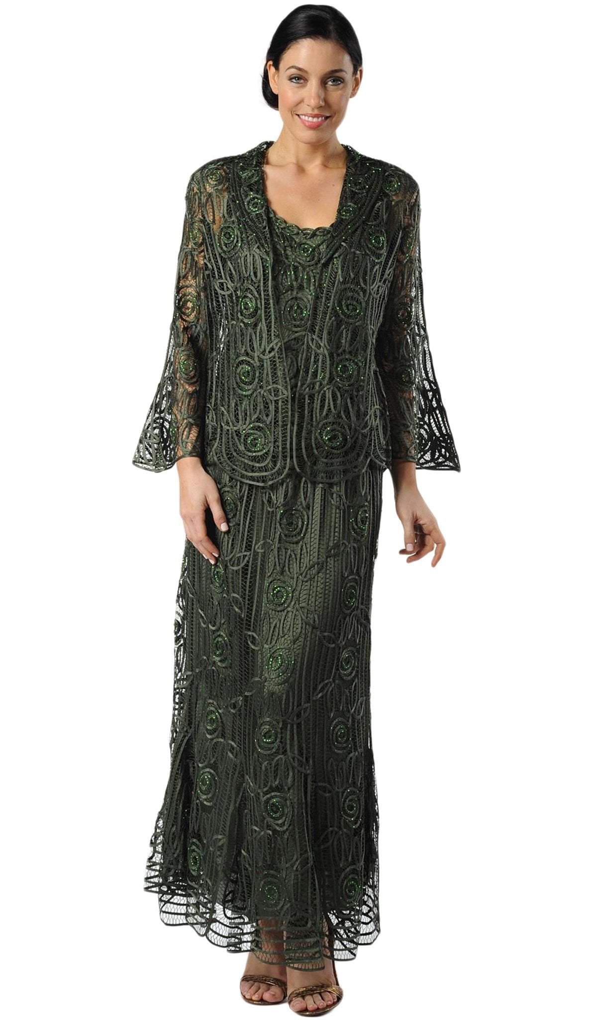 Soulmates - C1067SC Three Piece Full Length Embroidered Dress