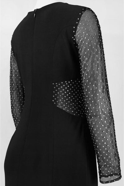Cachet - Embellished Long Sleeves Dress 57535 in Black