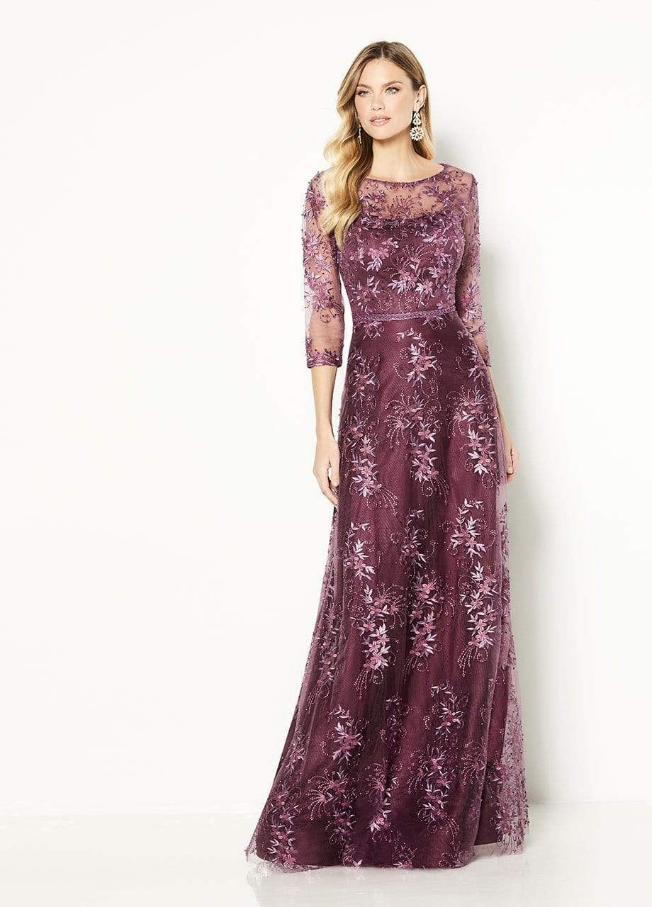 Cameron Blake - 118682 Quarter-Length Sleeve A-line Gown Special Occasion Dress 4 / Plum