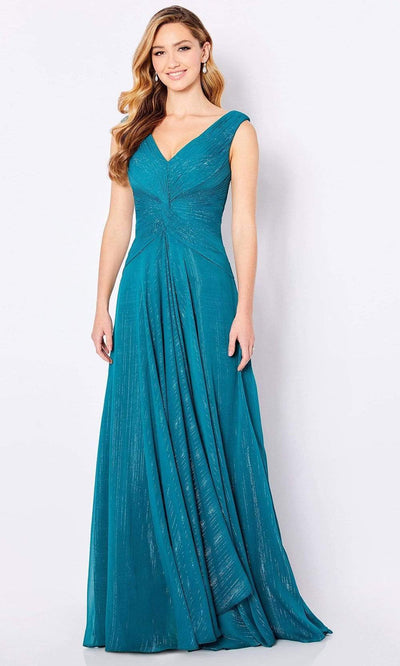 Cameron Blake - 221694 V Neck A-Line Evening Dress Mother of the Bride Dresses 4 / Evergreen