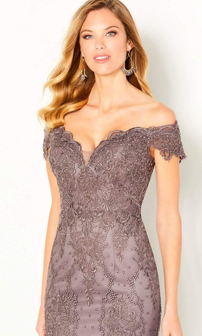 Mon Cheri - Corded Lace Mermaid Gown 220631 - 1 pc Smoke In Size 12 Available CCSALE 12 / Smoke