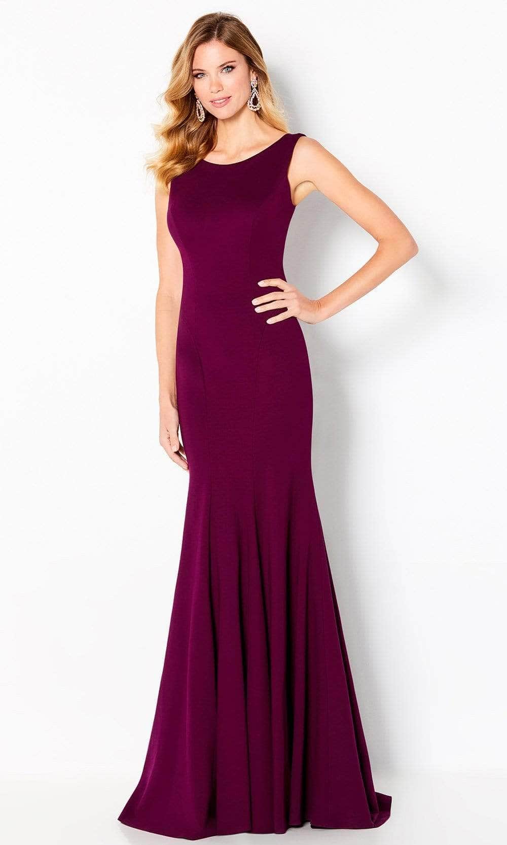 Cameron Blake by Mon Cheri - Scoop Neck Trumpet Evening Gown 220635 - 1 pc Fresh Aubergine In Size 6 Available CCSALE