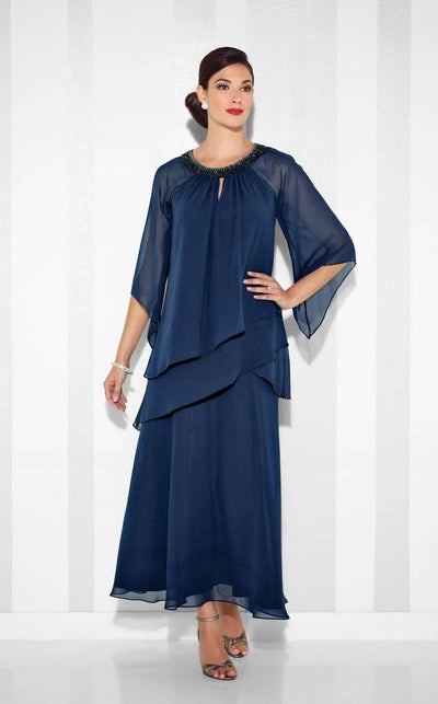 Cameron Blake by Mon Cheri - Three-Piece Chiffon Set 117625W - 1 pc Navy in Size 22W CCSALE 22W / Navy