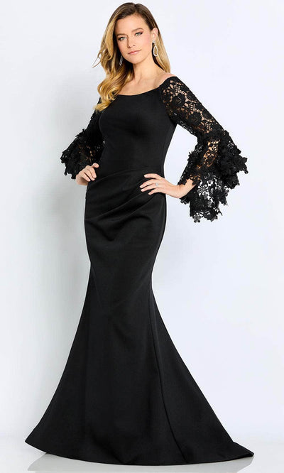 Cameron Blake CB104 - Laced Long-Sleeved Formal Gown Special Occasion Dress 4 / Black