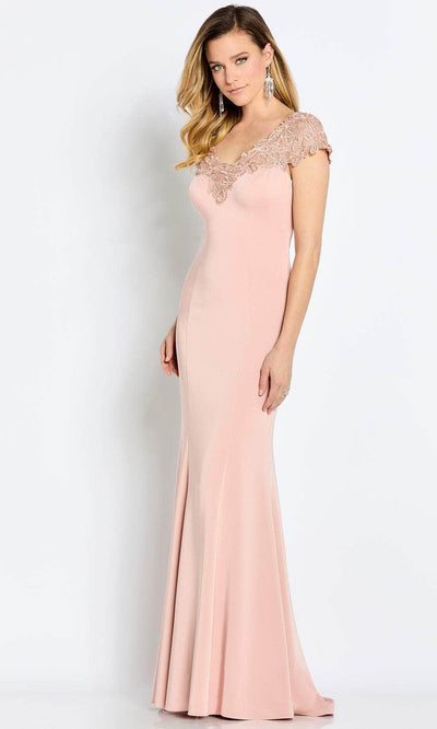 Cameron Blake CB112 - Laced Neckline Formal Gown Special Occasion Dress 4 / English Rose