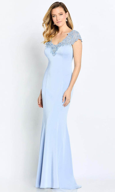 Cameron Blake CB112 - Laced Neckline Formal Gown Special Occasion Dress 4 / Powder Blue