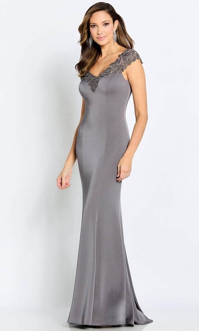 Cameron Blake CB112 - Laced Neckline Formal Gown Special Occasion Dress 4 / Smoke
