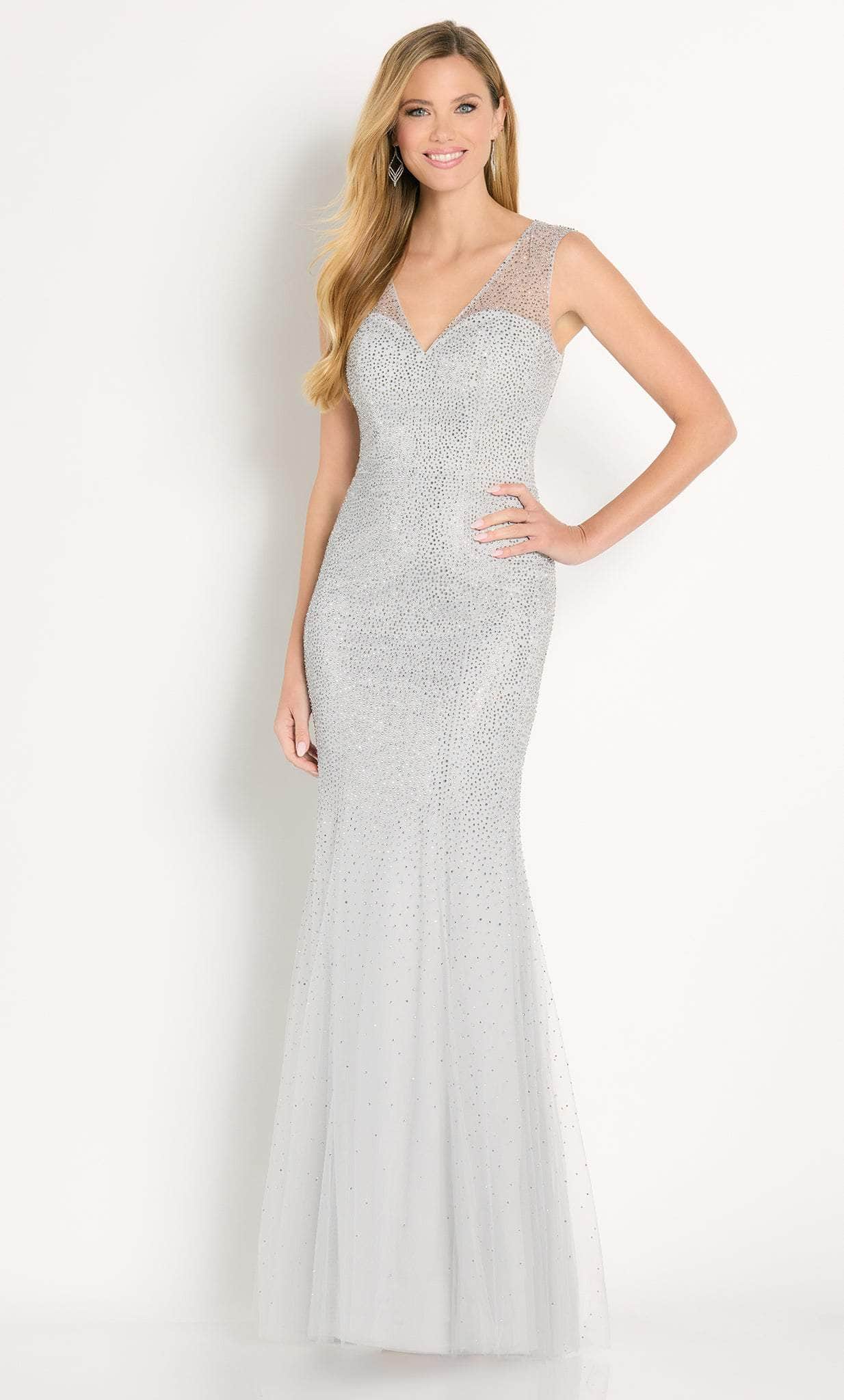 Cameron Blake CB754 - Embellished Mermaid Evening Gown Special Occasion Dress 4 / Silver
