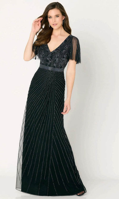 Cameron Blake CB785 - Crystal Detail Sheath Evening Dress Evening Dresses XS / Black