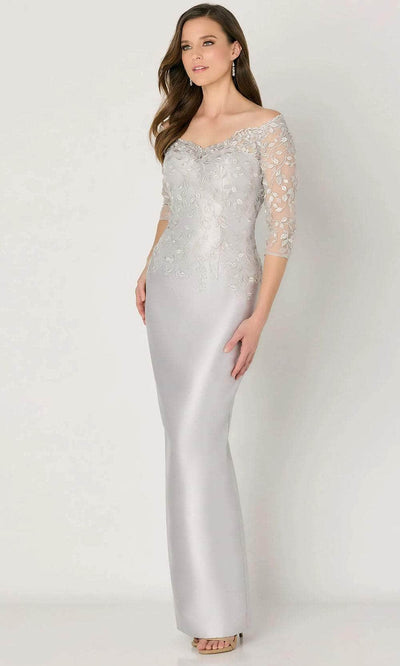 Cameron Blake CB795 - Lace Sleeve Evening Gown Evening Dresses 4 / Silver
