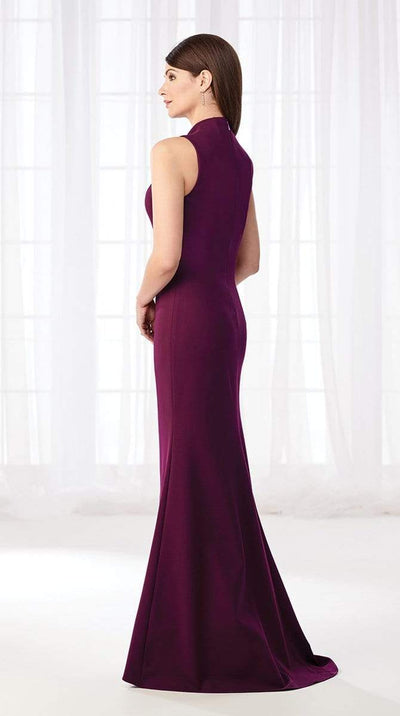 Cameron Blake - Seamed V-Neck Jersey Trumpet Evening Dress 218625 - 2 pcs Grape in Sizes 14 and 18 and 1 pc Black in Size 18 Available CCSALE