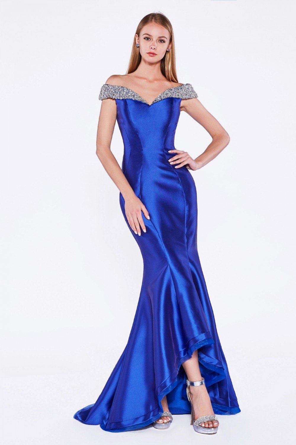 Cinderella Divine - Fitted Embellished Off-Shoulder Mermaid Gown CB756-