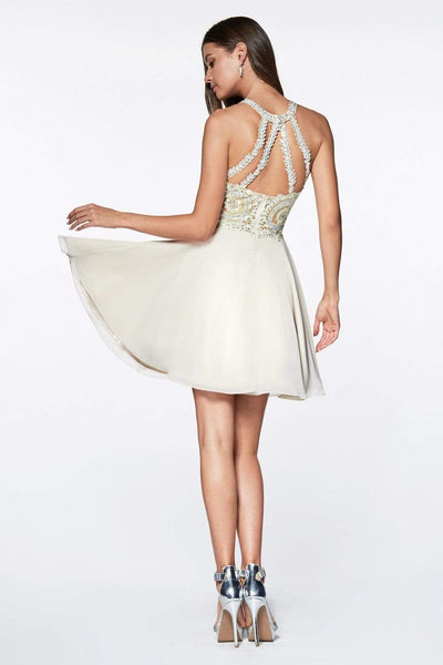 Cinderella Divine - CD0141 Beaded Lace Chiffon Halter Cocktail Dress Special Occasion Dress