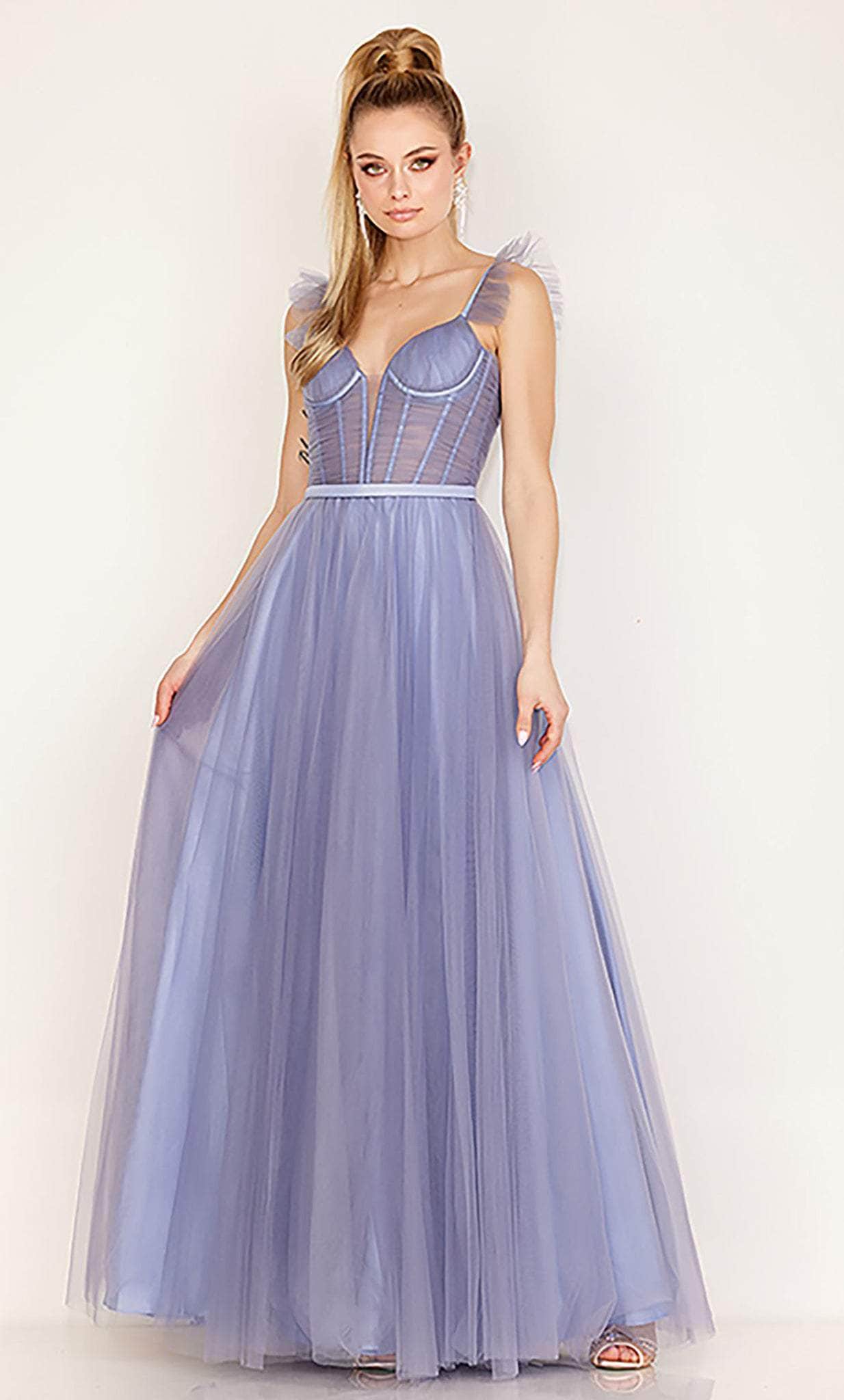 Cecilia Couture 163 - Sleeveless A-line Prom Dress Prom Dresses 6 / Dusty Blue