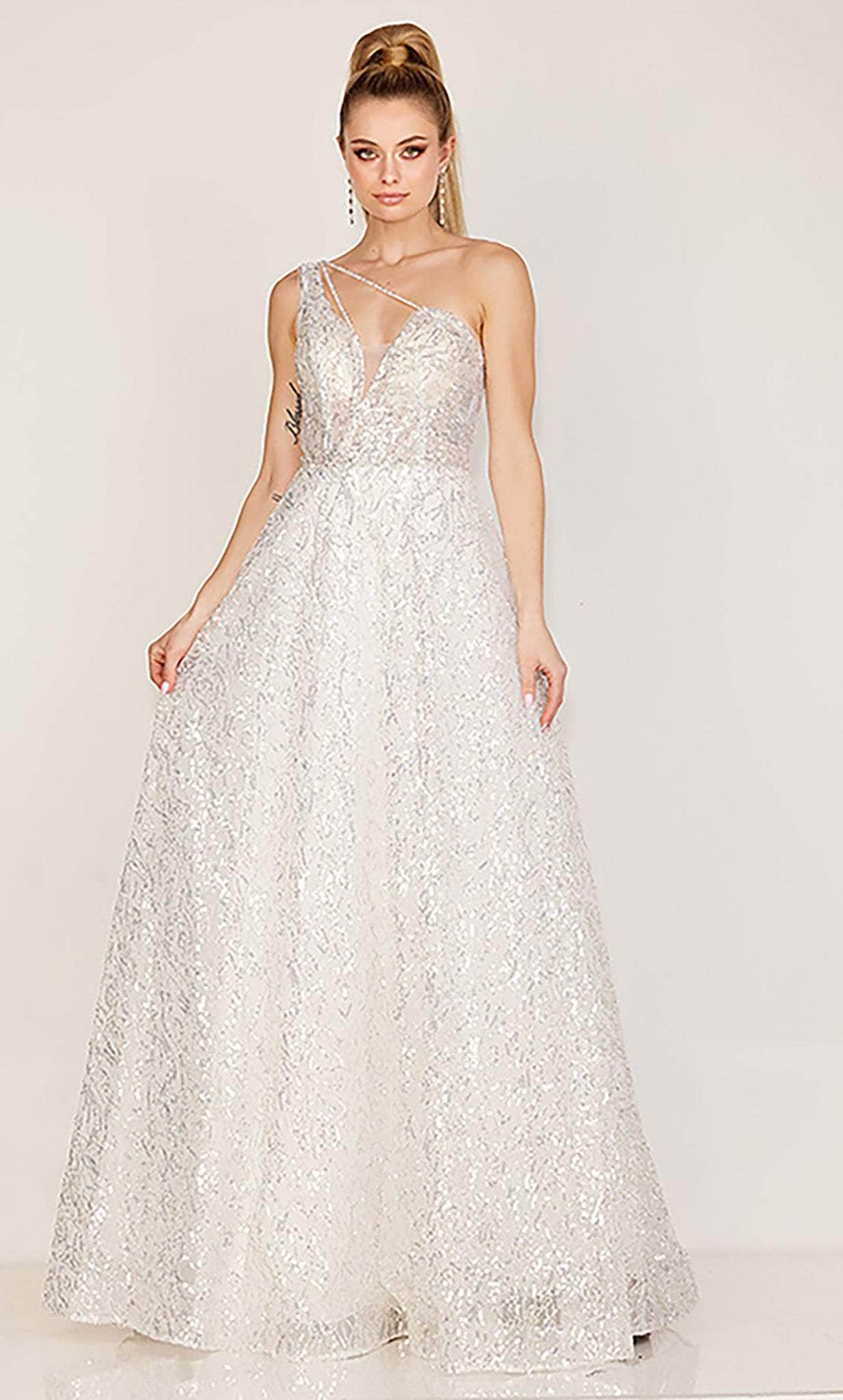 Cecilia Couture 192 - Embellished A-line Evening Gown Prom Dresses 6 / Ivory