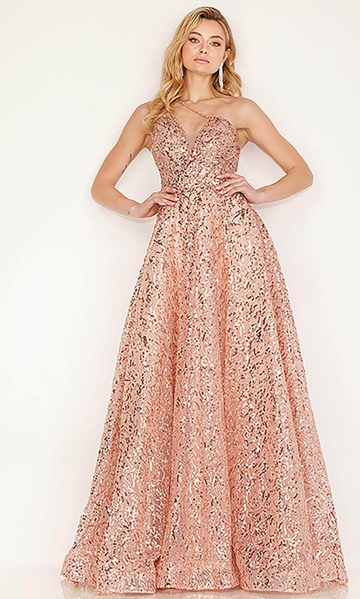 Cecilia Couture 192 - Embellished A-line Evening Gown Prom Dresses 6 / Rose Gold