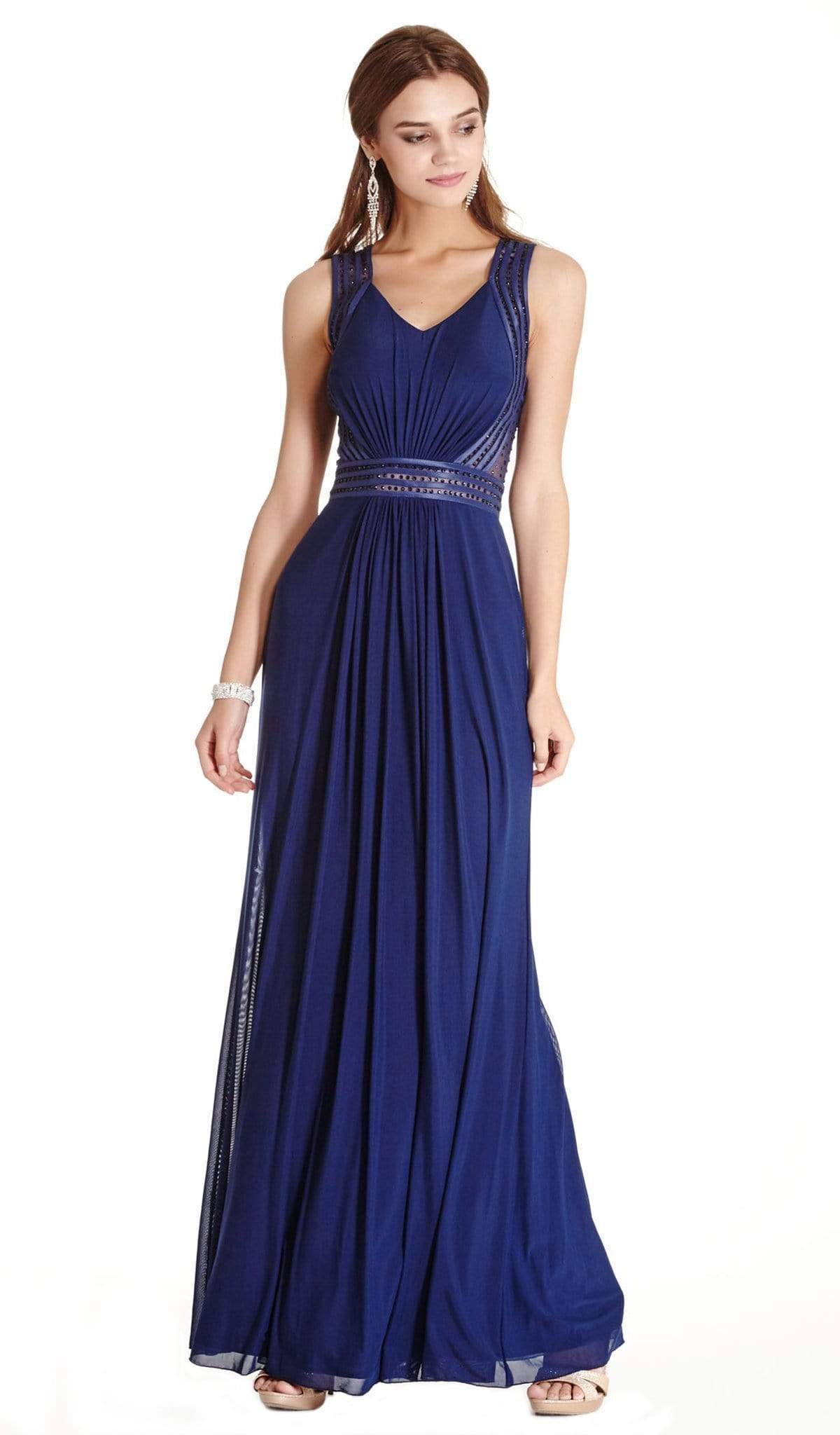 Chic V-neck Sheath Evening Dress Evening Dresses XXS / Navy