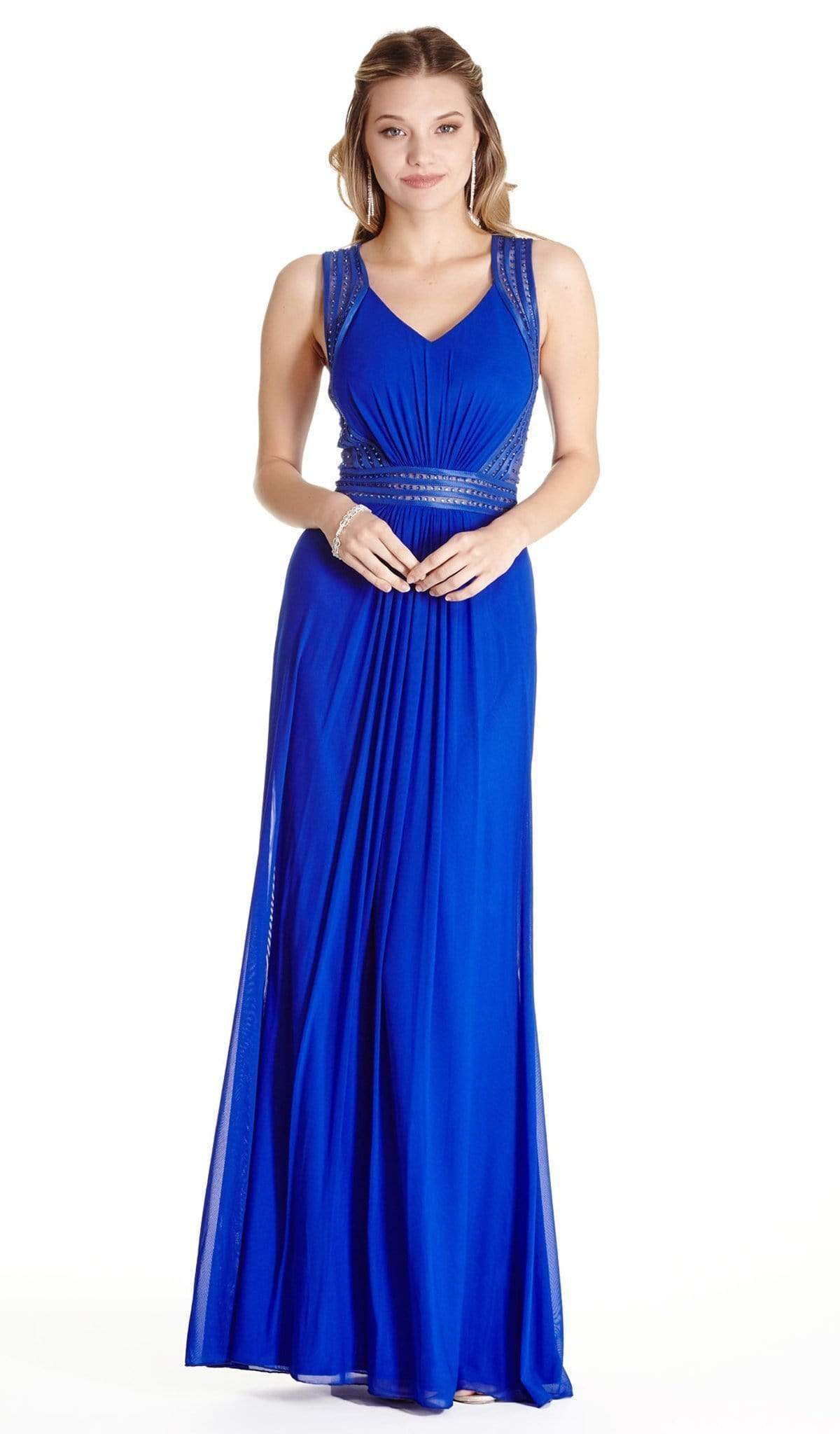 Chic V-neck Sheath Evening Dress Evening Dresses XXS / Royal