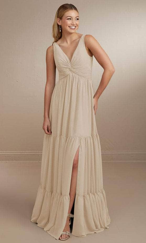 Christina Wu Celebration 22161 - Long Chiffon A-Line Dress - Sleeveless, Twisted Knot Accent, Ruched, Open Back, Self-Tie Sash, Tiered, Slit, Floor Length ADASA Christina Wu Celebration 22161 - Long Chiffon A-Line Dress - Sleeveless, Twisted Knot Accent, Ruched, Open Back, Self-Tie Sash, Tiered, Slit, Floor Length ADASA