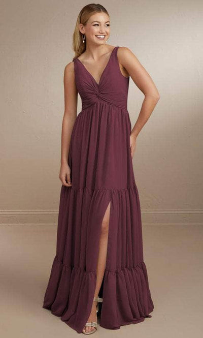 Christina Wu Celebration 22161 - Deep V-neck Dress Special Occasion Dress 0 / Sangria
