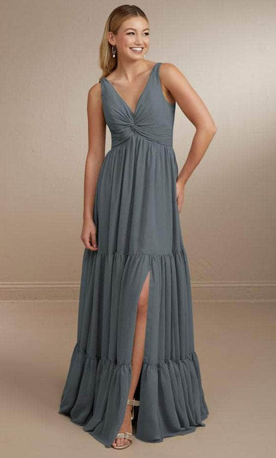 Christina Wu Celebration 22161 - Deep V-neck Dress Special Occasion Dress 0 / Slate