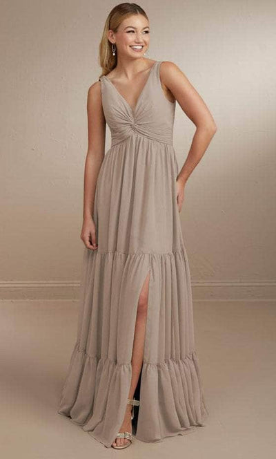 Christina Wu Celebration 22161 - Deep V-neck Dress Special Occasion Dress 0 / Taupe